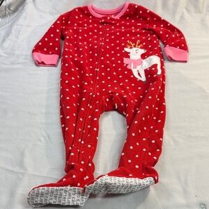 Carter's - Red Reindeer Kids One Piece Fleece Sleeper/Footie